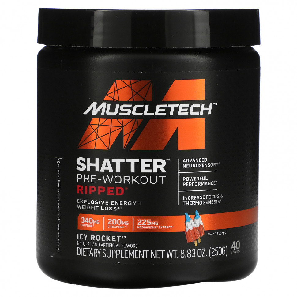  MuscleTech, Shatter Pre-Workout Ripped, Icy Rocket, 250  (8,83 )    -     , -, 