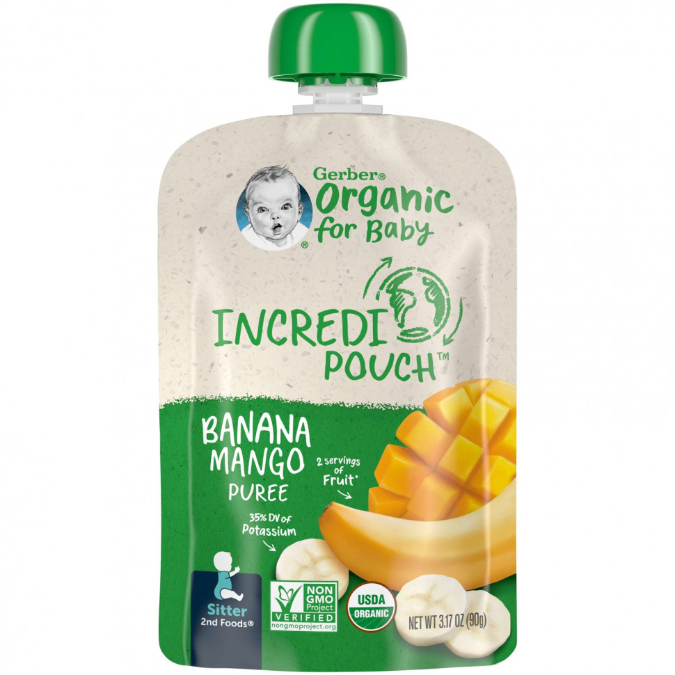  Gerber, Organic for Baby, 2nd Foods, ,  , 90  (3,17 )    -     , -, 