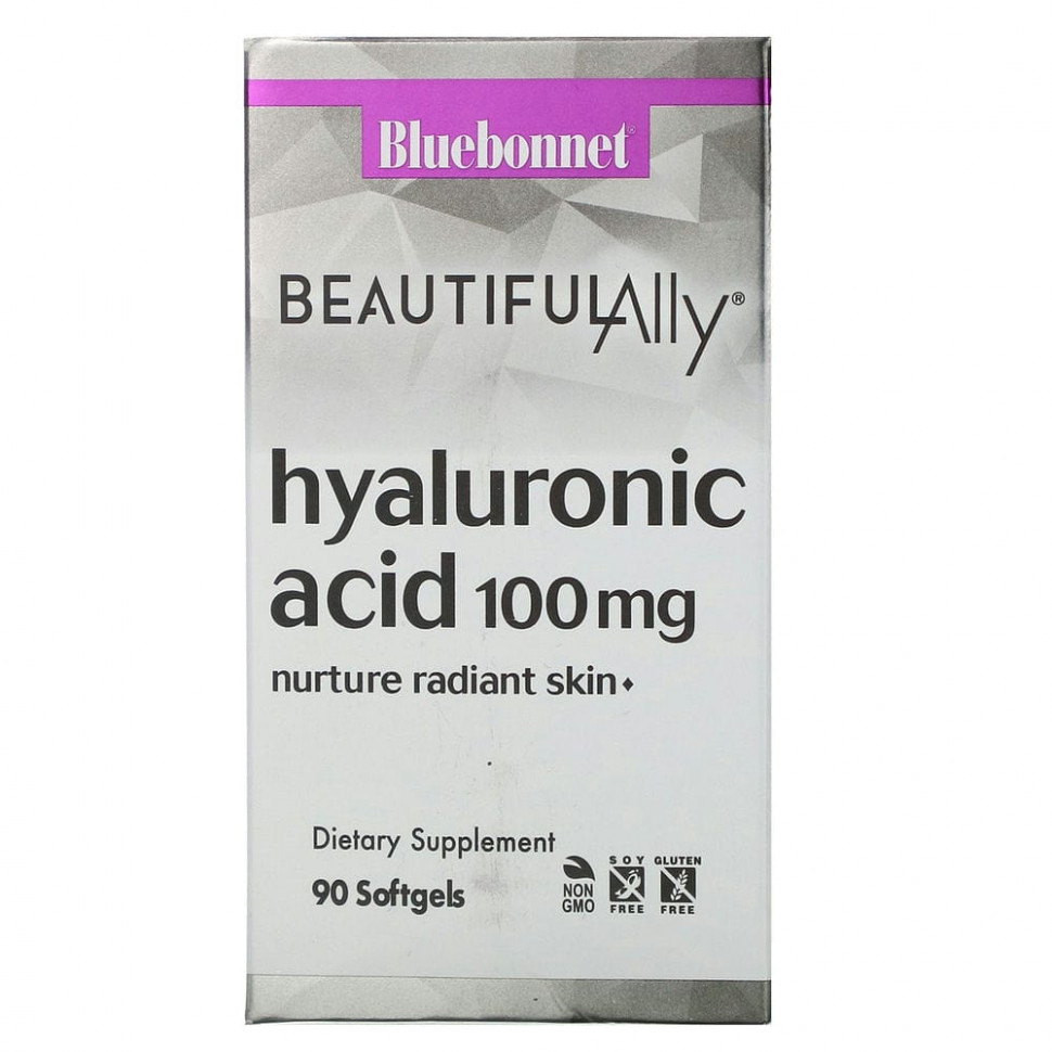  Bluebonnet Nutrition, Beautiful Ally, Hyaluronic Acid, 100 mg , 90 Softgels    -     , -, 