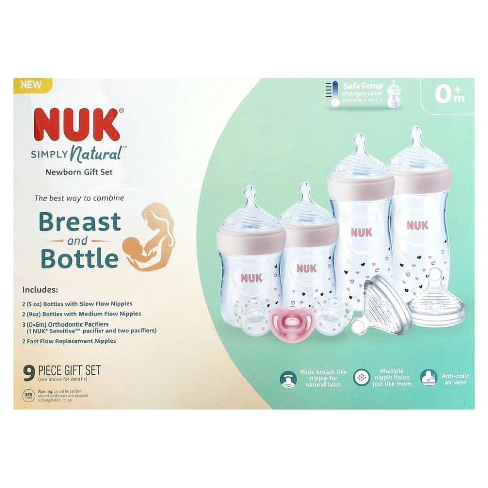  NUK, Simply Natural Bottle with SafeTemp,    ,  0 , 9 .    -     , -, 