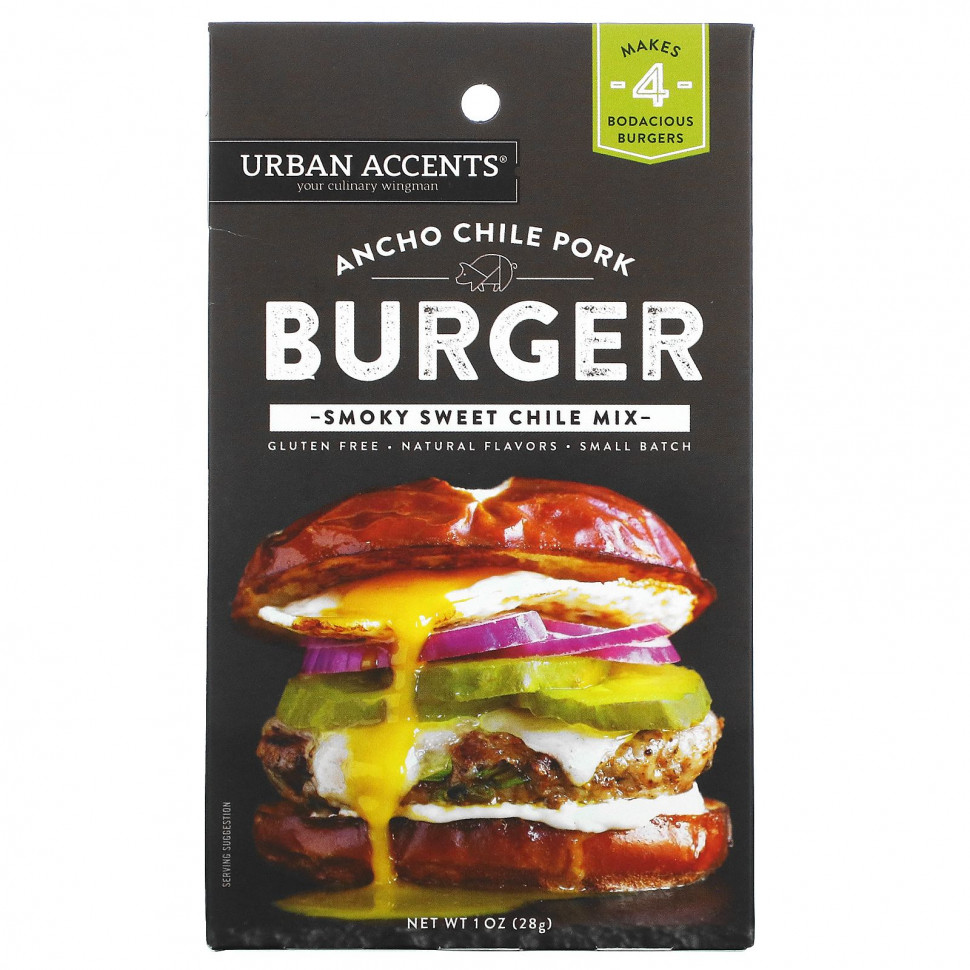  Urban Accents, Ancho Chile Pork Burger,  Smoky Sweet Chile, 28  (1 )    -     , -, 