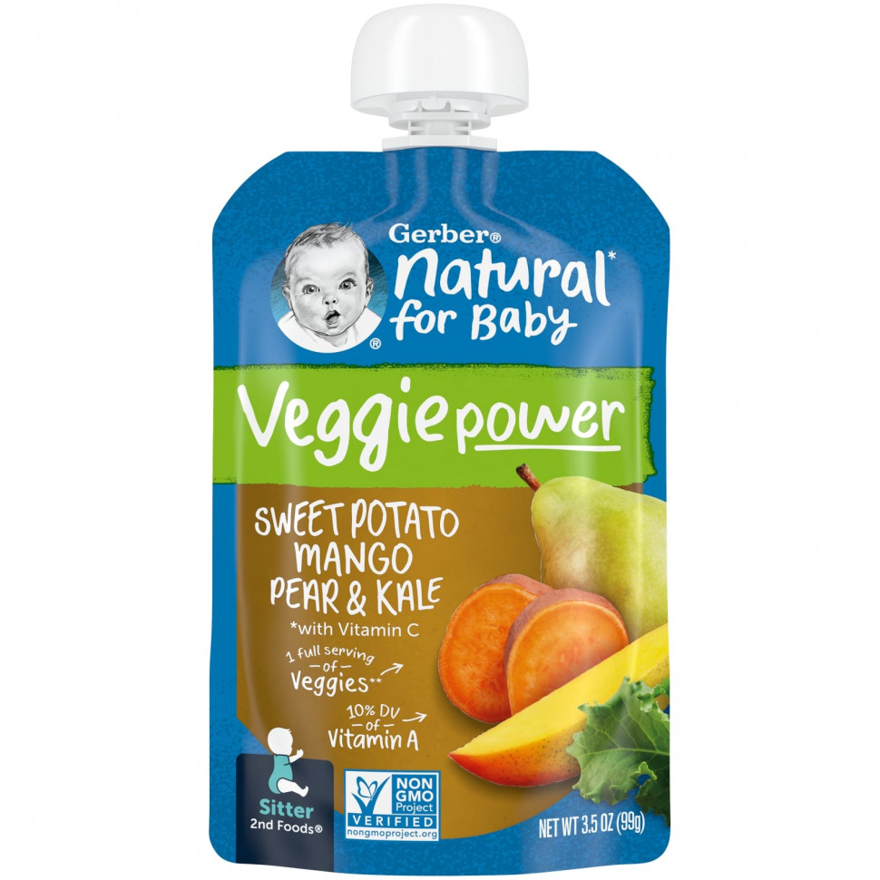  Gerber, Natural for Baby, Veggie Power, 2nd Foods, , ,   , 99  (3,5 )    -     , -, 