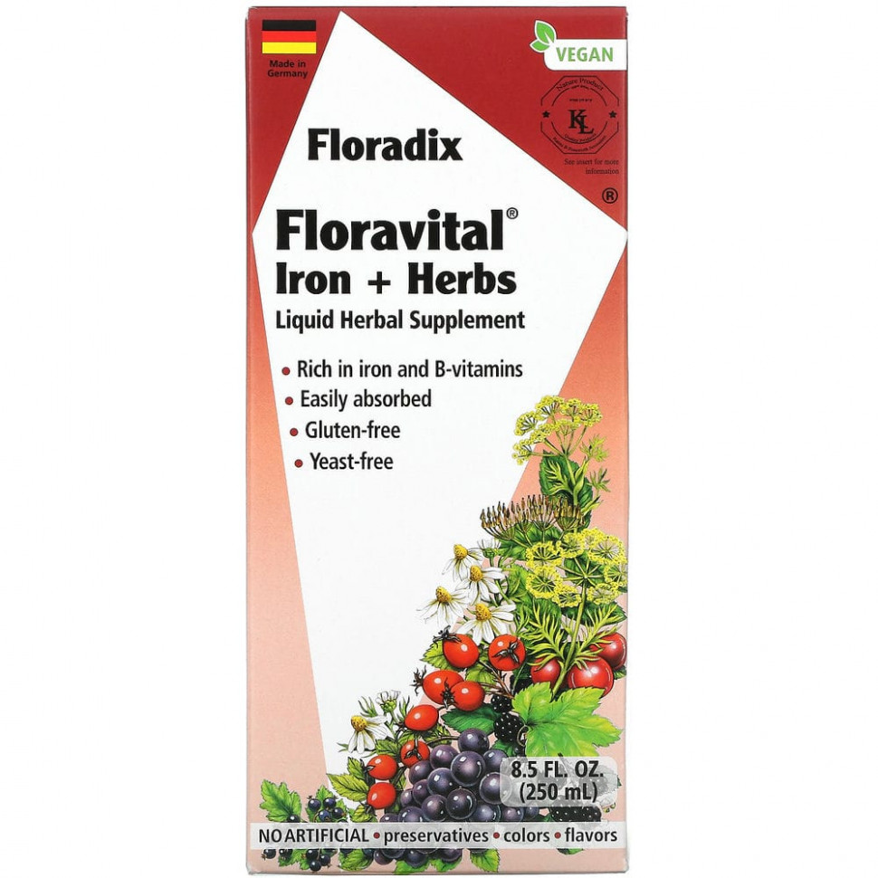 Gaia Herbs, Floradix, Floravital Iron + Herbs, 8,5   (250 )    -     , -, 