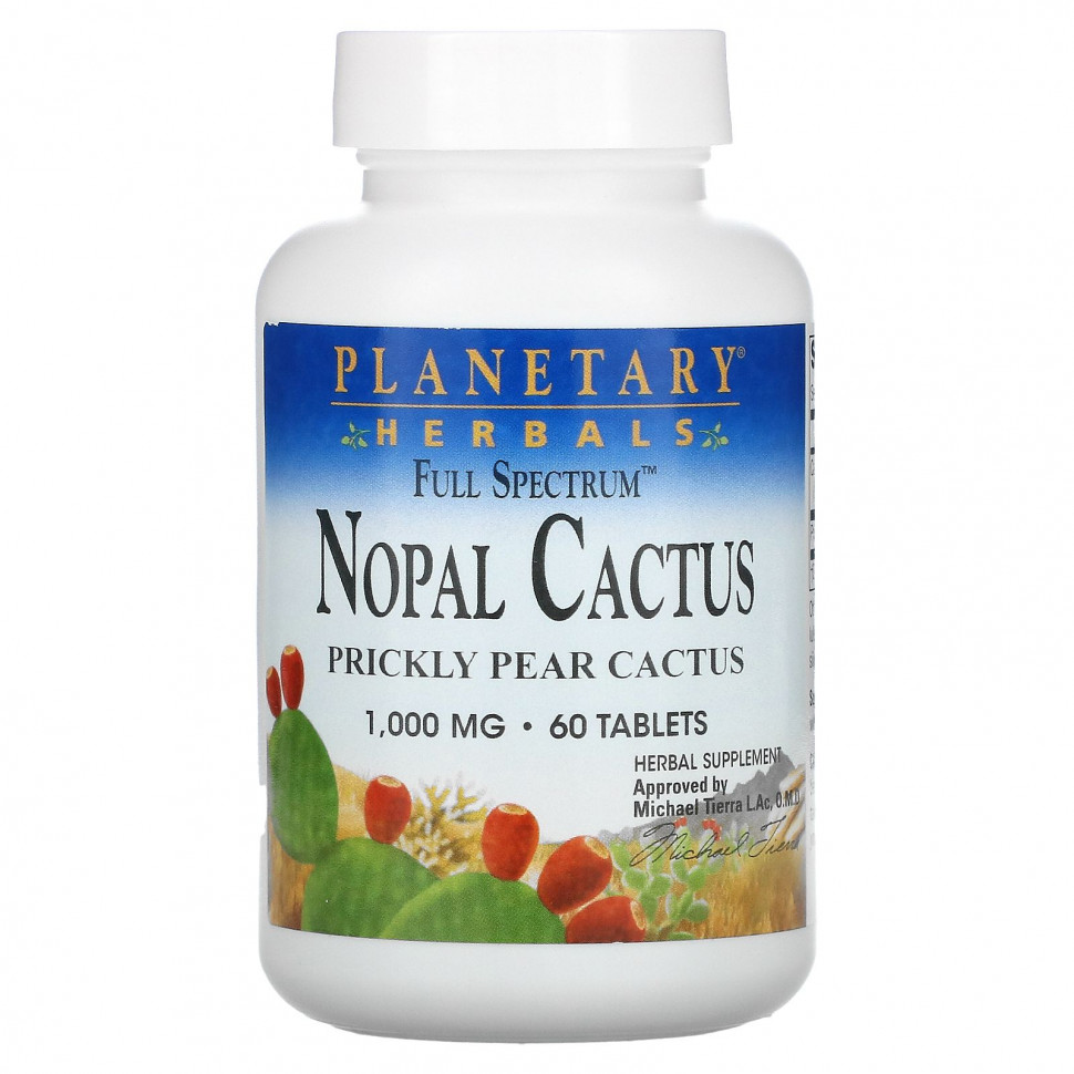  Planetary Herbals, Nopal Cactus, Full Spectrum, Prickly Pear Cactus, 1,000 mg, 60 Tablets    -     , -, 