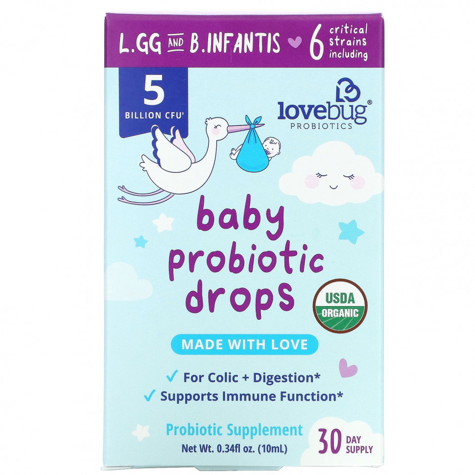 ������ ������ LoveBug Probiotics, ��������� ��� �����, � ������ �����, 5 ���� ���, 10 �� (0,34 ����. �����)  IHerb (������) ����