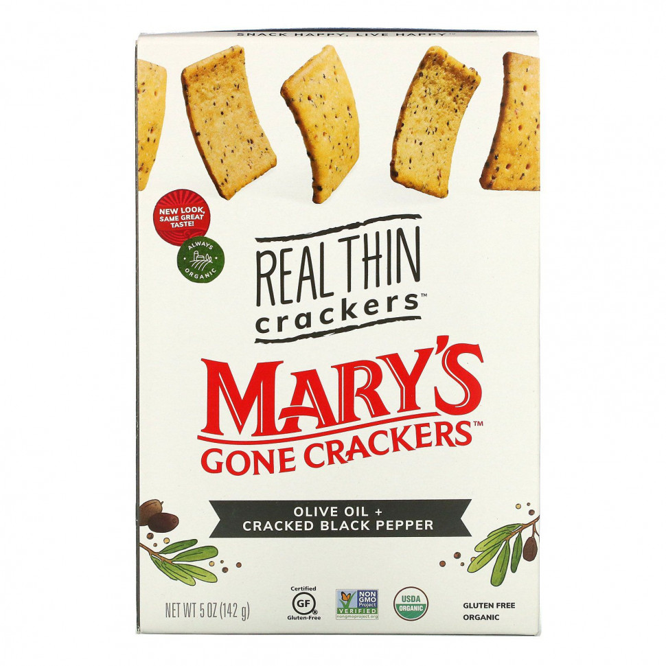������ ������ Mary's Gone Crackers, Real Thin Crackers, ��������� ����� � ������ �����, 142 � (5 �����)  IHerb (������) ����