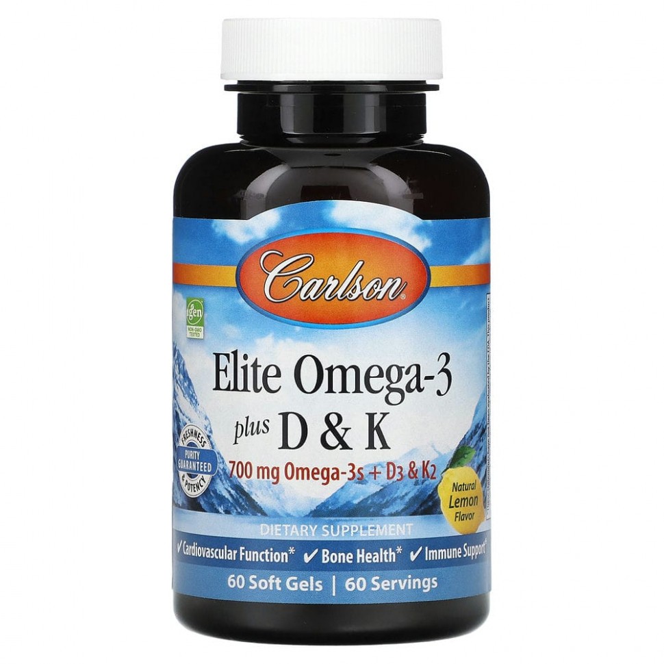  Carlson Labs, Elite Omega-3   D  K,   , 60      -     , -, 