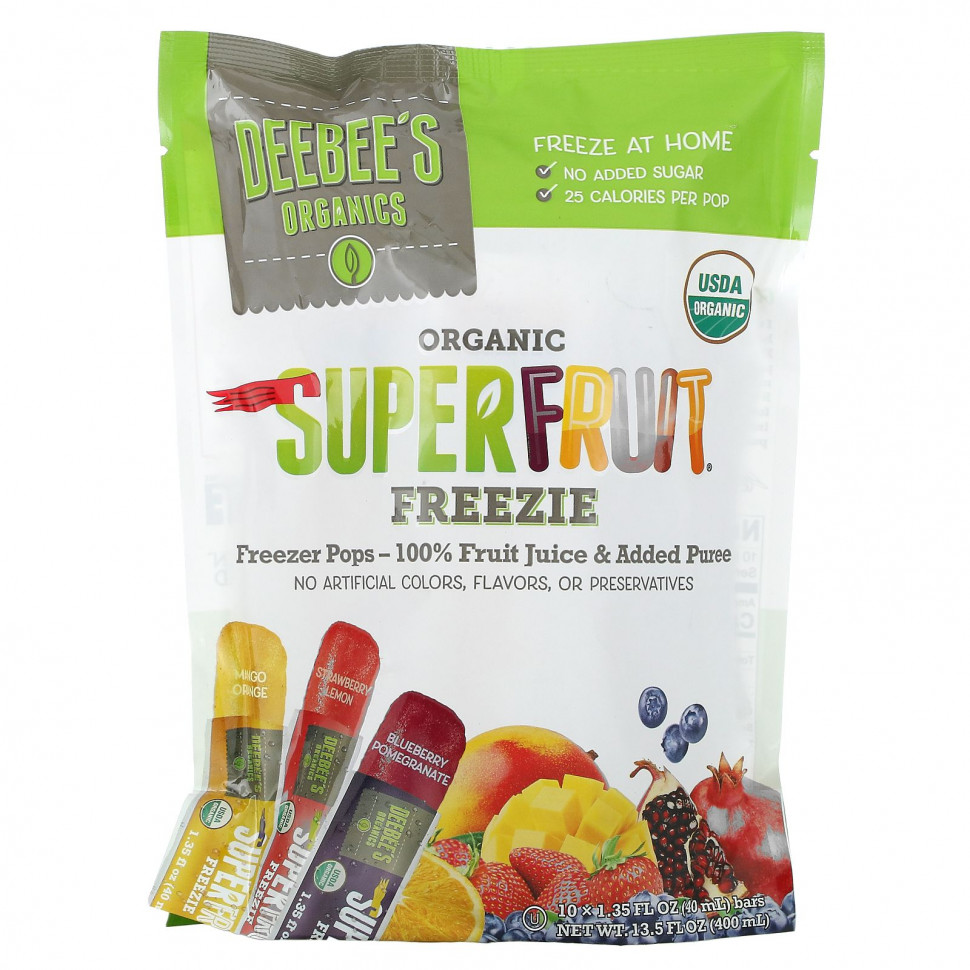 ������ ������ Deebee's Organic, Superfruit Freezie, �������, 10 ����������, 40 �� (1,35 ����. �����)  IHerb (������) ����
