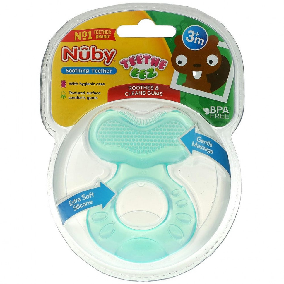 ������ ������ Nuby, Soothing Teether, Teeth Eez, 3+M, Aqua, 1 Teether  IHerb (������) ����