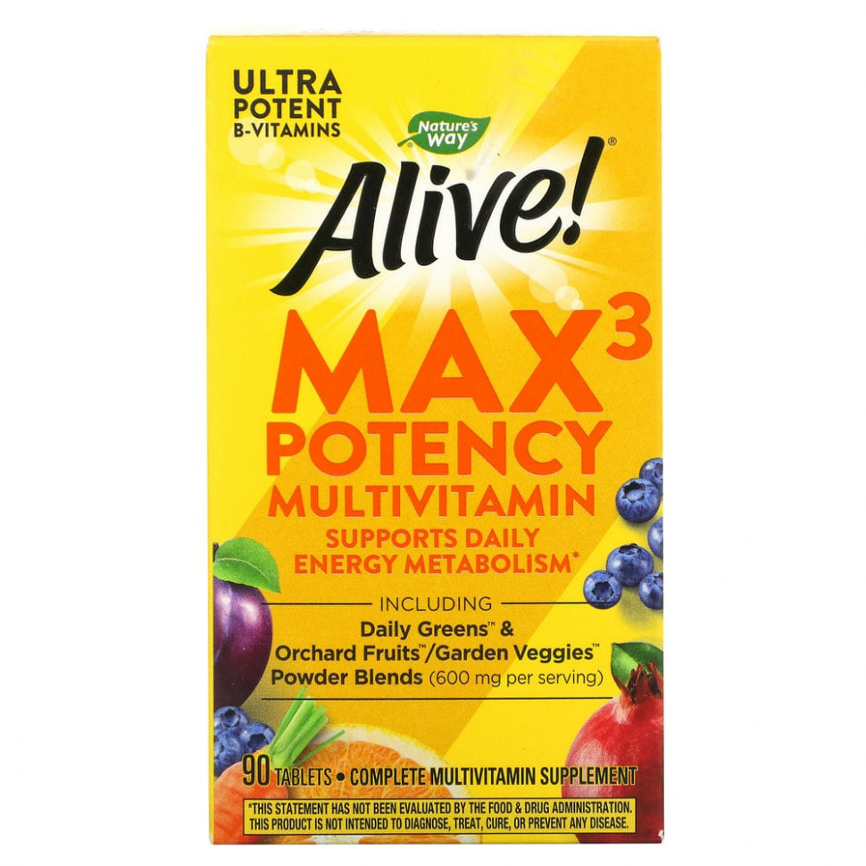 ������ ������ Nature's Way, Alive! Max3 Potency, ��������������, 90 ��������  IHerb (������) ����
