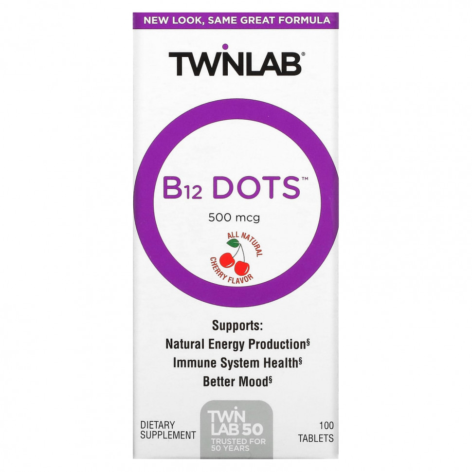 ������ ������ Twinlab, B12 Dots, �����, 500 ���, 100 ��������  IHerb (������) ����