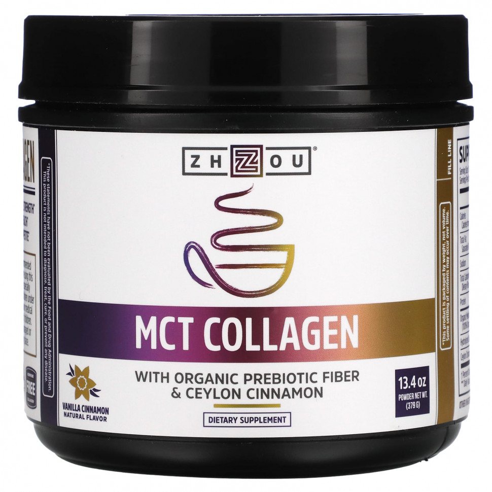   Zhou Nutrition, MCT Collagen, Vanilla Cinnamon, 13.4 oz (379 g)  IHerb () 