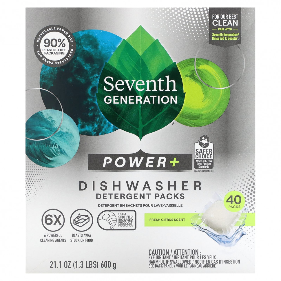  Seventh Generation,     Power +   , Fresh Citrus, 40 , 600  (21,1 )    -     , -, 