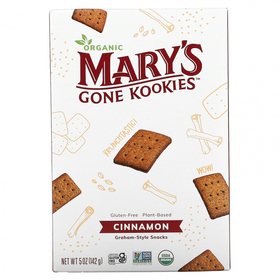  Mary's Gone Crackers, Graham Style Snack, Cinnamon, 5 oz (141 g)    -     , -, 