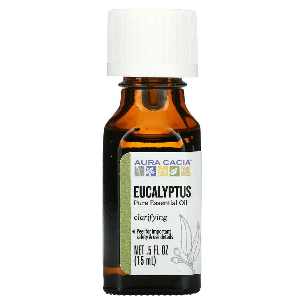  Aura Cacia, Pure Essential Oil, Eucalyptus, 0.5 fl oz (15 ml)    -     , -, 