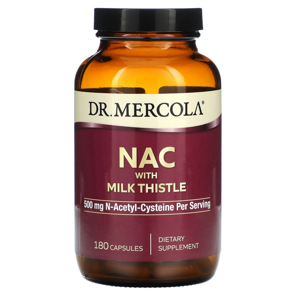  Dr. Mercola, NAC With Milk Thistle, 250 mg, 180 Capsules    -     , -, 