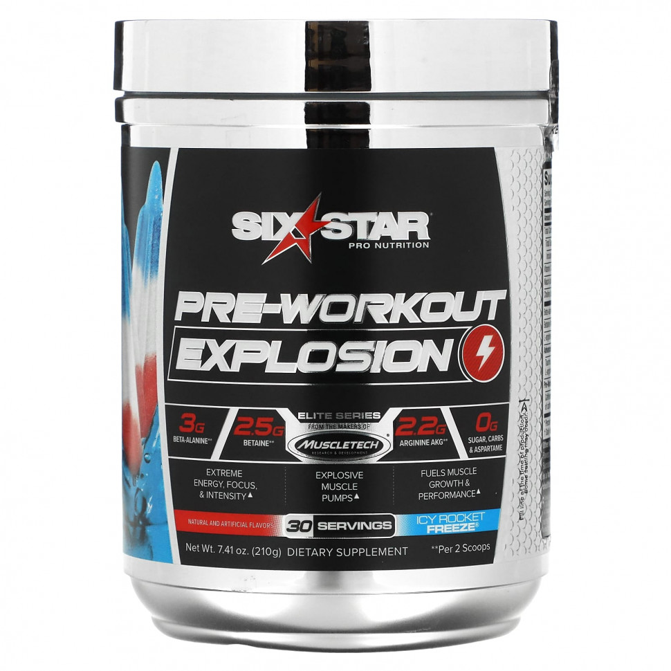 ������ ������ SIXSTAR, Elite Series, Pre-Workout Explosion, Icy Rocket Freeze, 7.41 oz (210 g)  IHerb (������) ����