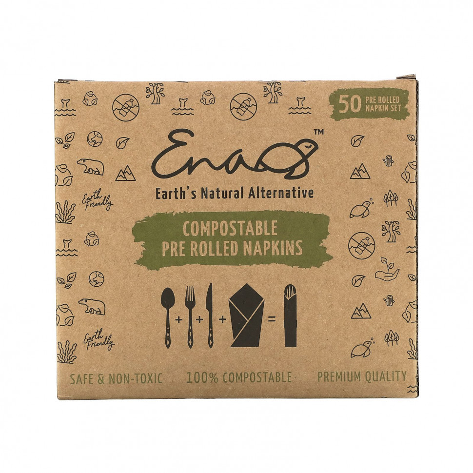 ������ ������ Earth's Natural Alternative, Compostable Pre Rolled Napkins with Knife, Fork and Spoon, 50 Rolls  IHerb (������) ����