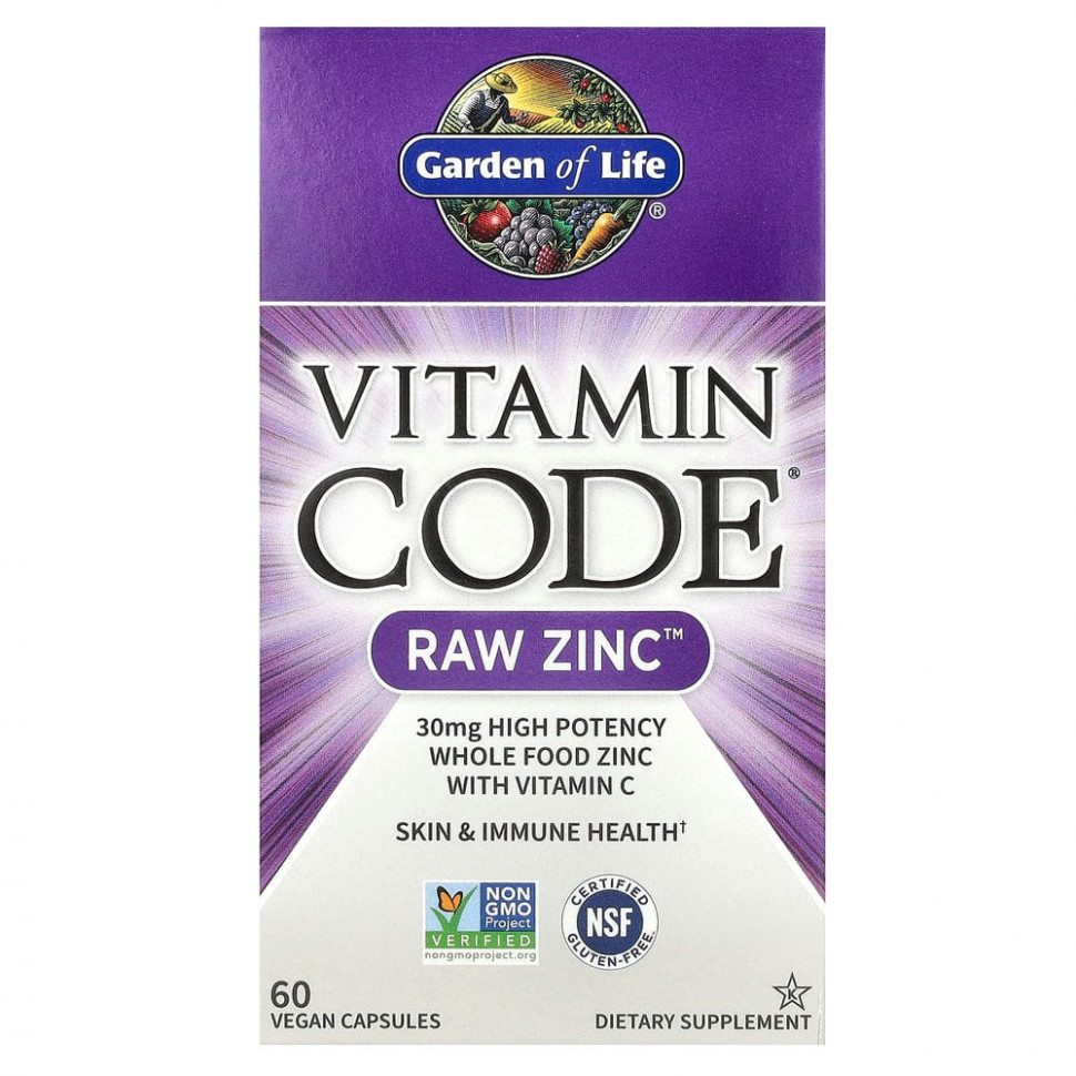 ������ ������ Garden of Life, Vitamin Code, RAW Zinc, 60 ��������� ������  IHerb (������) ����