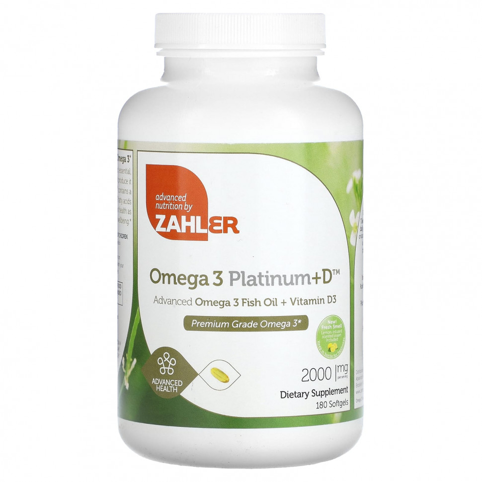  Zahler, Omega 3 Platinum + D,     -3   D3, 1000 , 180      -     , -, 