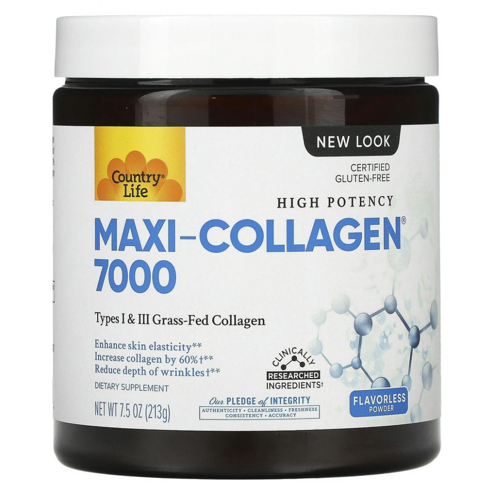   Country Life, Maxi-Collagen 7000 Powder, Flavorless, 7.5 oz (213 g)  IHerb () 