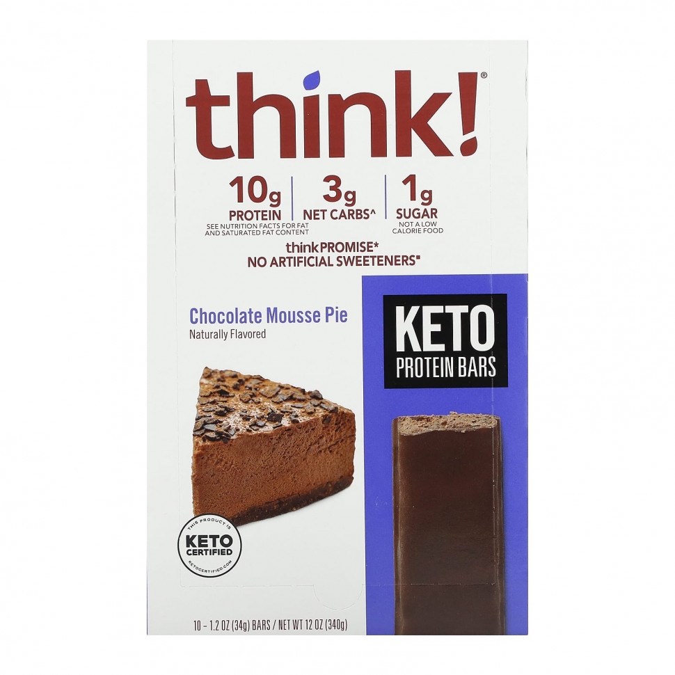 ������ ������ Think !, Keto Protein Bars, ���������� �������� �����, 10 ���������� �� 34 � (1,2 �����)  IHerb (������) ����