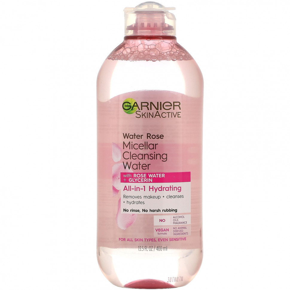  Garnier, SkinActive, Water Rose Micellar Cleansing Water, 13.5 fl oz (400 ml)    -     , -, 