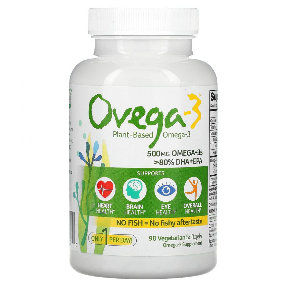 ������ ������ Ovega-3, ��������� �����-3, ��� + ���, 500 ��, 90 �������������� ������  IHerb (������) ����