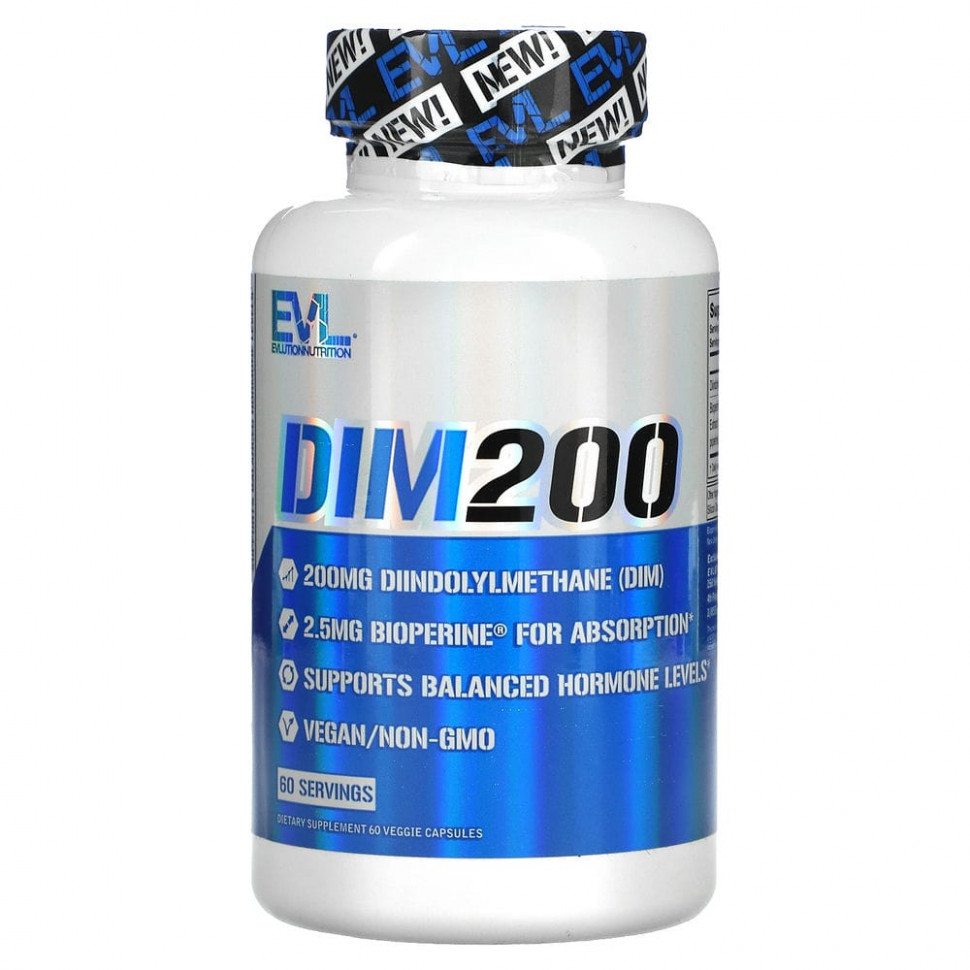  EVLution Nutrition, DIM 200, 200 mg, 60 Veggie Capsules    -     , -, 