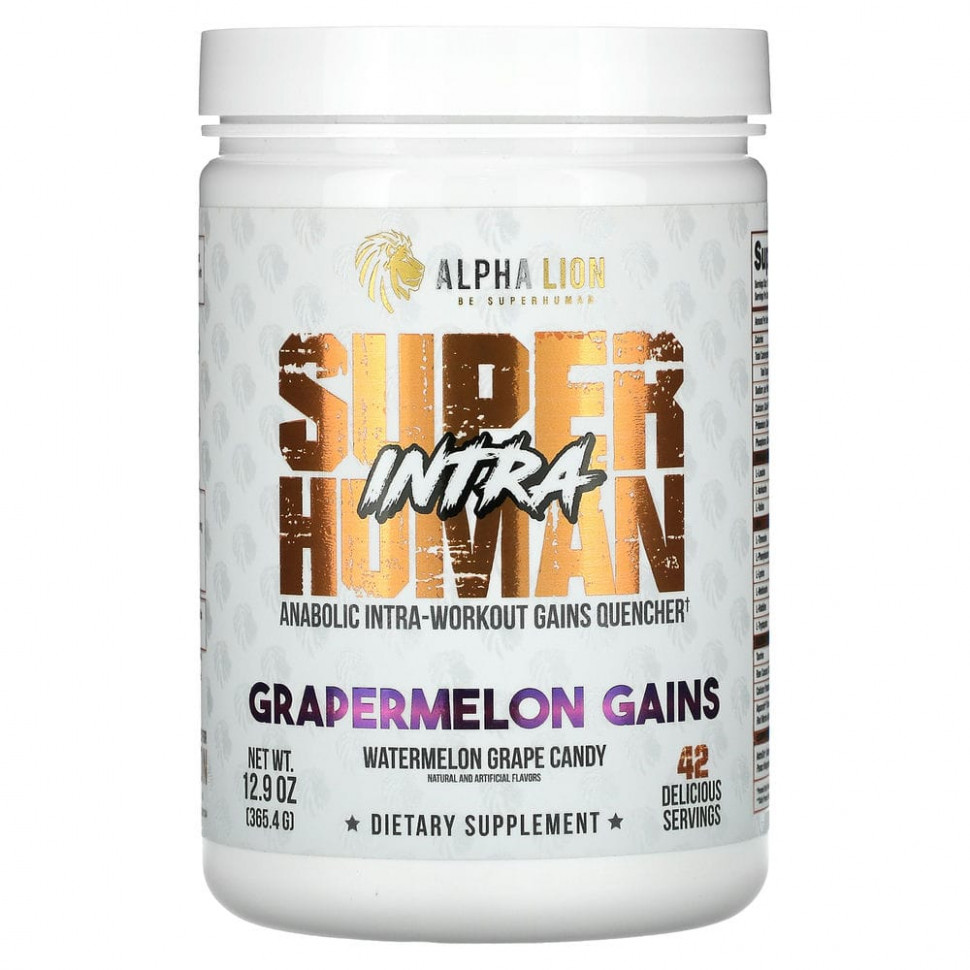 ������ ������ ALPHA LION, SuperHuman Intra, Grapermelon Gains, ����� � ��������, 365,4 � (12,9 �����)  IHerb (������) ����