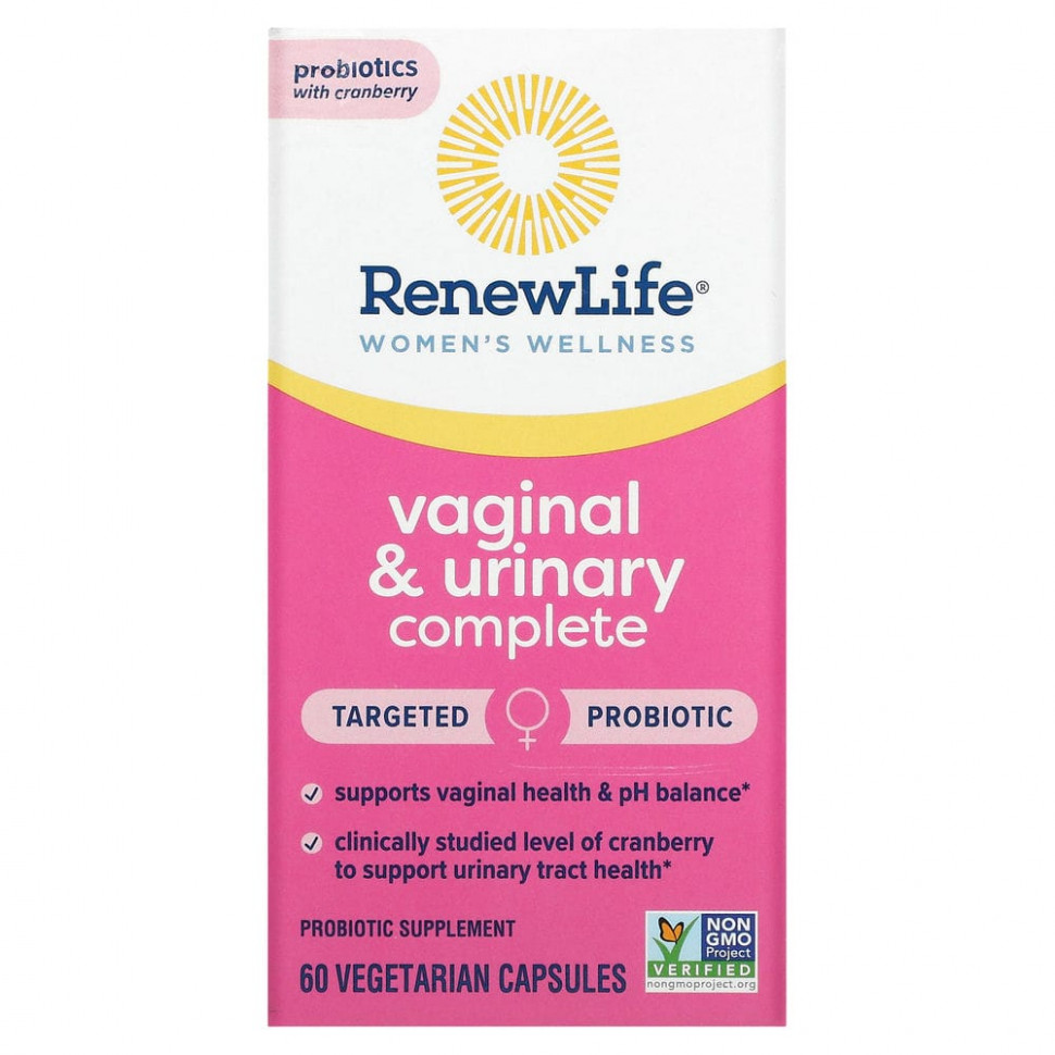  Renew Life, Women's Wellness, Vaginal & Urinary Complete, 60 Vegetarian Capsules    -     , -, 