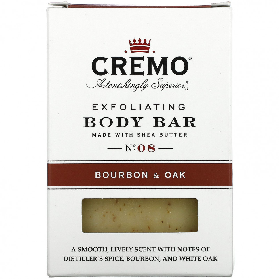 ������ ������ Cremo, Exfoliating Body Bar, No 8, Made with Shea Butter, Bourbon & Oak, 6 oz (170 g)  IHerb (������) ����