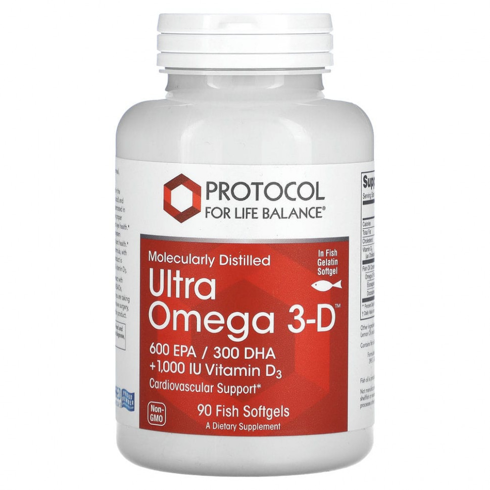  Protocol for Life Balance, Ultra Omega 3-D, 90      -     , -, 