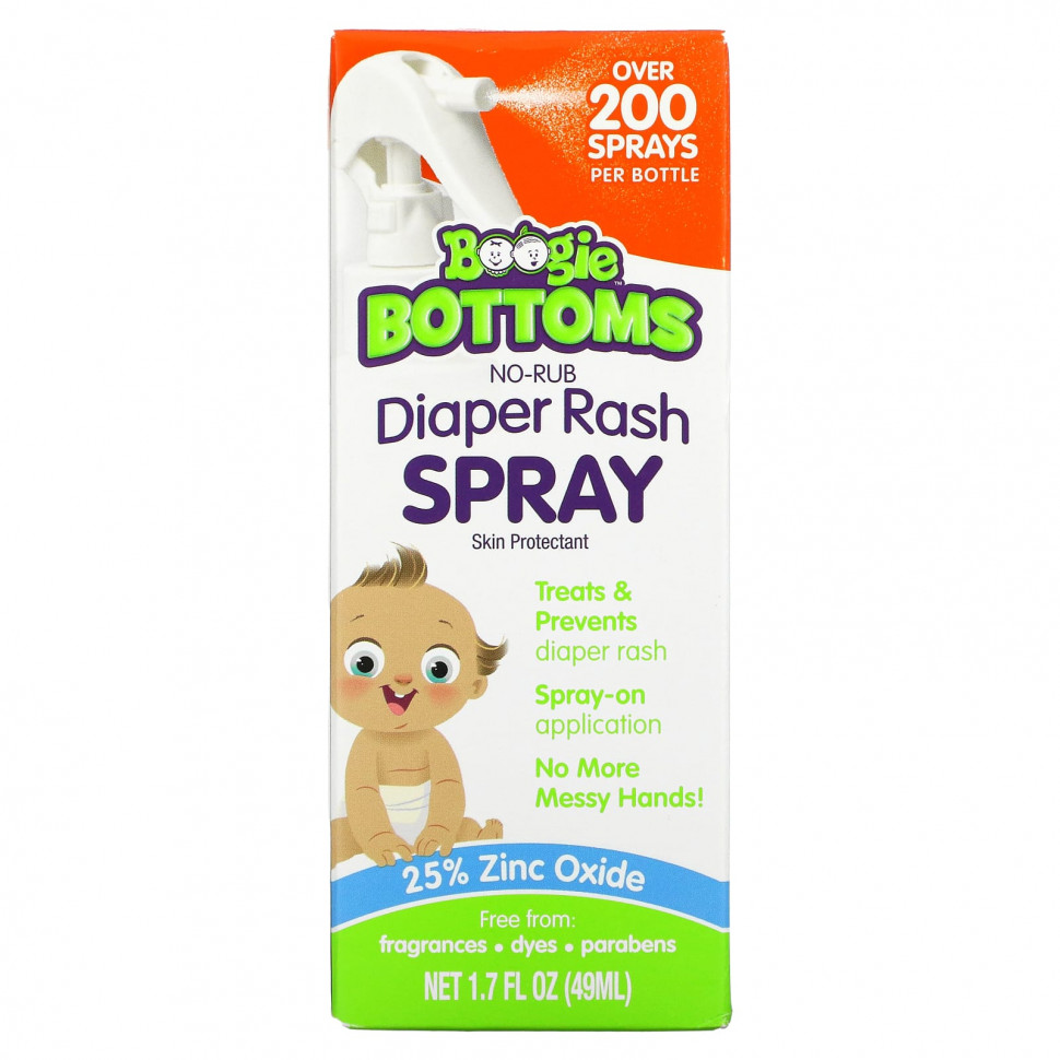  Boogie Wipes, No-Rub Diaper Rash Spray Fragrance-Free, 1.7 fl oz (49 ml)    -     , -, 