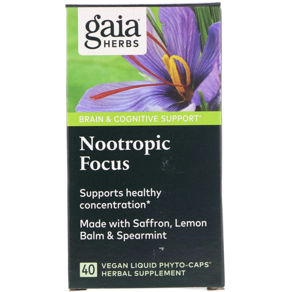  Gaia Herbs, Nootropic Focus, 40 Vegan Liquid Phyto-Caps    -     , -, 