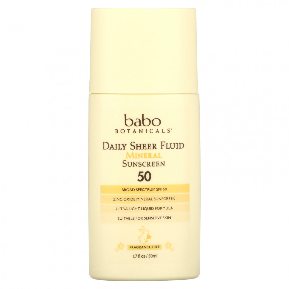  Babo Botanicals, Daily Sheer Fluid Mineral Sunscreen 50,  , 50  (1,7 . )    -     , -, 