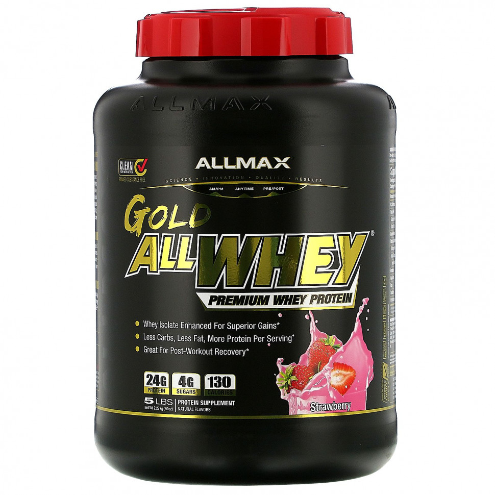 ������ ������ ALLMAX Nutrition, AllWhey Gold, Premium Whey Protein, Strawberry, 5 lbs. (2.27 kg)  IHerb (������) ����