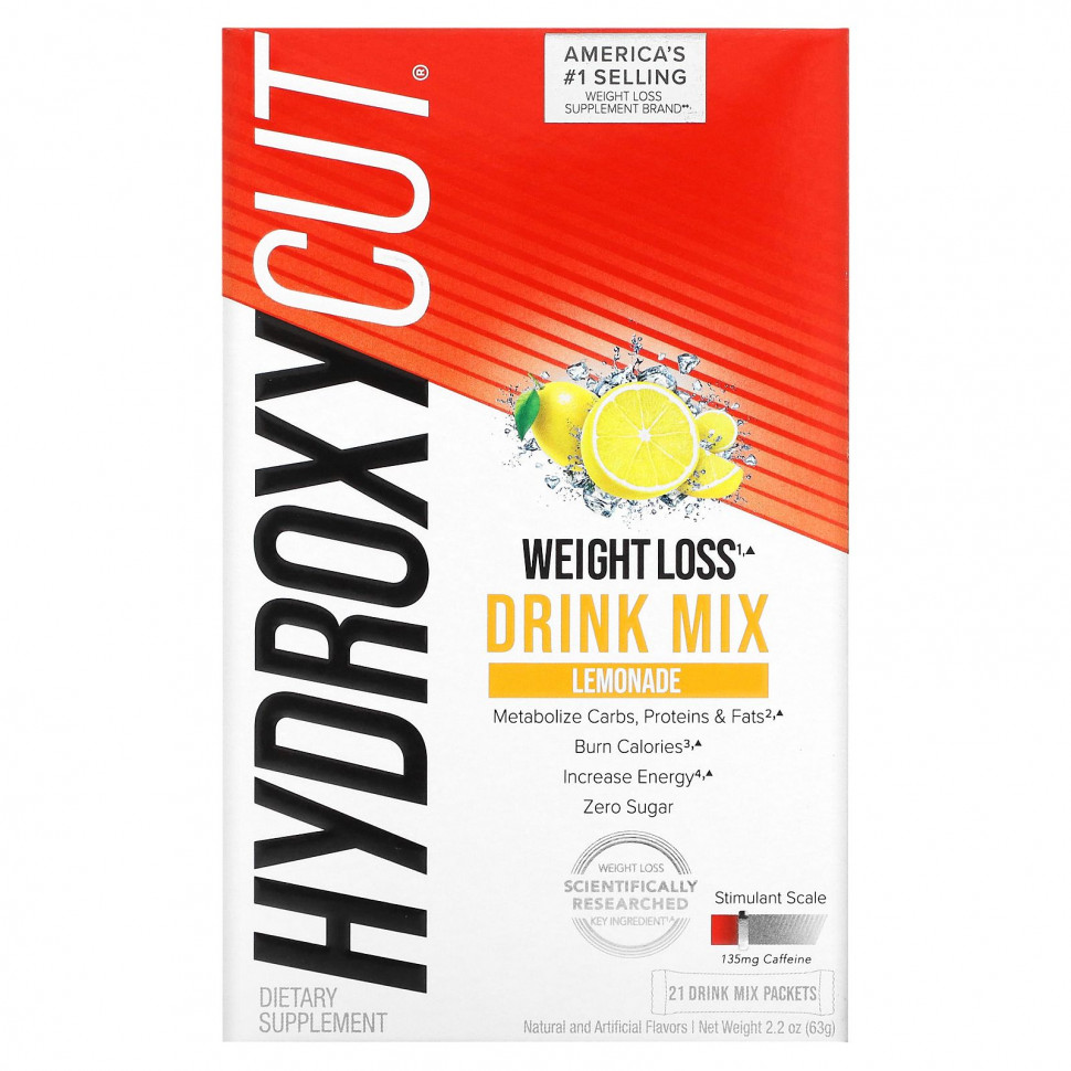  Hydroxycut, Weight Loss Drink Mix, Lemonade, 21 Packets, 2.2 oz (63 g)    -     , -, 