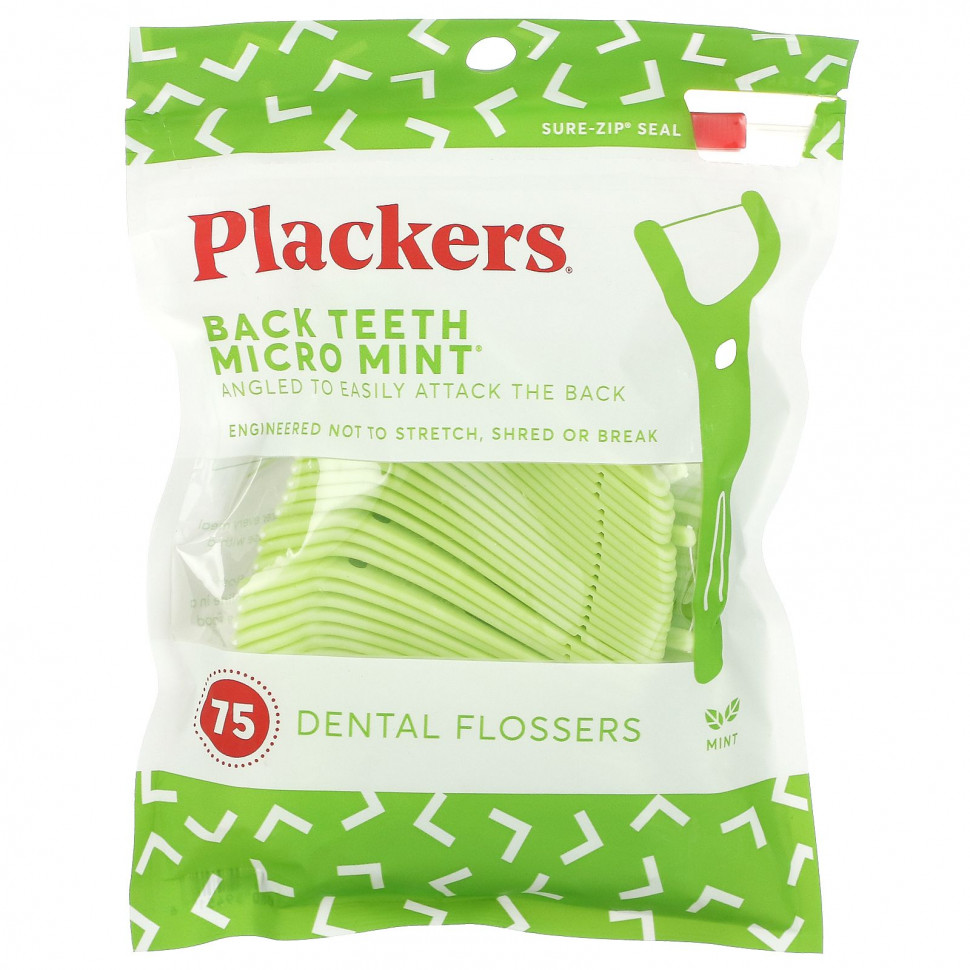 ������ ������ Plackers, Micro Mint, ���������� � ����� ��� ������ �����, ����, 75 ��.  IHerb (������) ����
