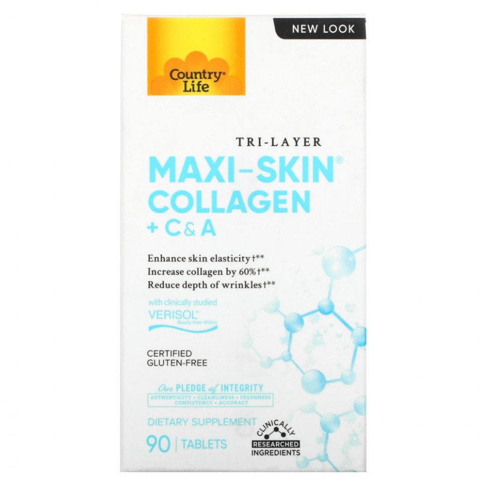  Country Life, Tri Layer Maxi-Skin Collagen,    C  A, 90     -     , -, 