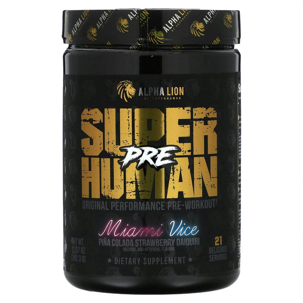   ALPHA LION, SuperHuman Pre, Miami Vice, -   , 342,3  (12,07 )  IHerb () 