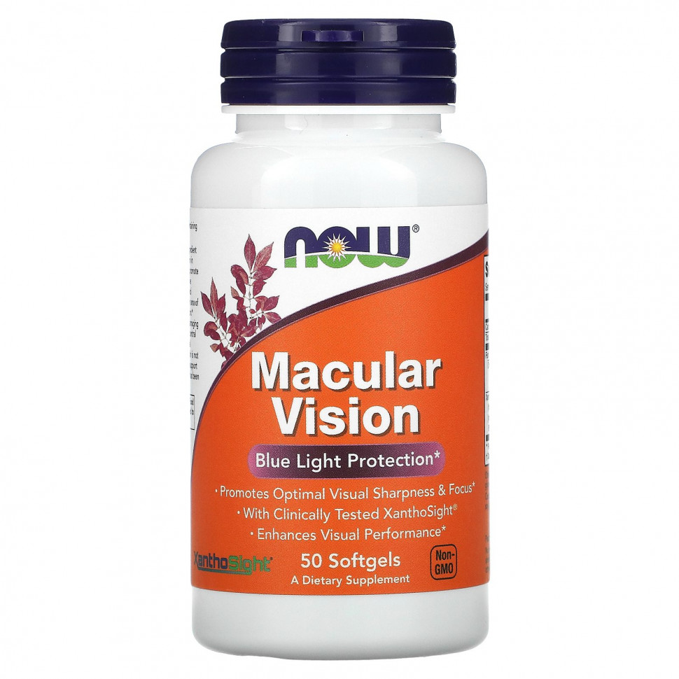  NOW Foods, Macular Vision, Blue Light Protection, 50 Softgels    -     , -, 