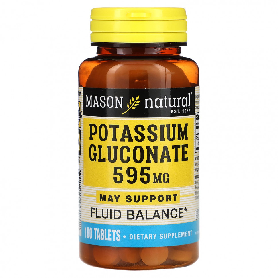 ������ ������ Mason Natural, Potassium Gluconate, 595 mg, 100 Tablets  IHerb (������) ����