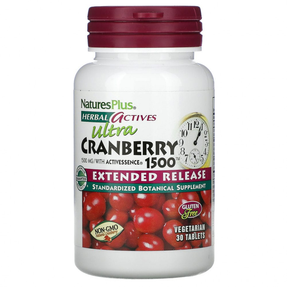  NaturesPlus, Herbal Actives, Ultra Cranberry 1500, 1500 , 30     -     , -, 