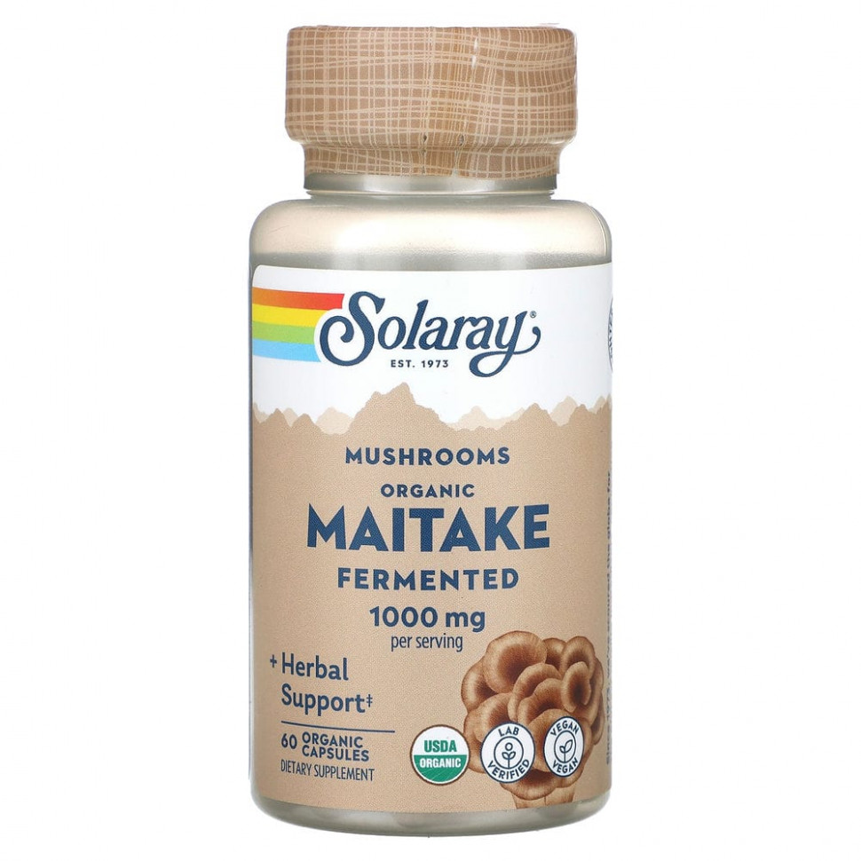  Solaray, Fermented Maitake, Mushrooms, 500 mg, 60 Organic Capsules    -     , -, 