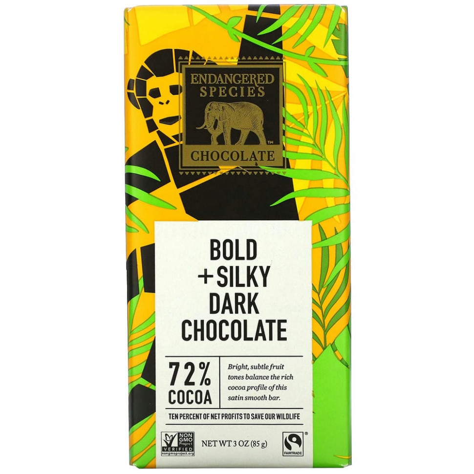  Endangered Species Chocolate,   Bold + Silky, 72% , 3  (85 )    -     , -, 