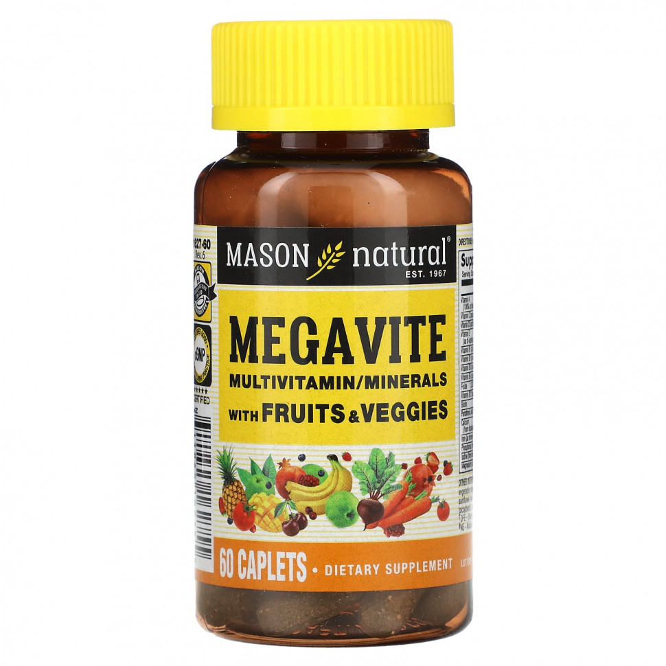  Mason Natural, Megavite, Multivitamin & Minerals, 60 Caplets    -     , -, 