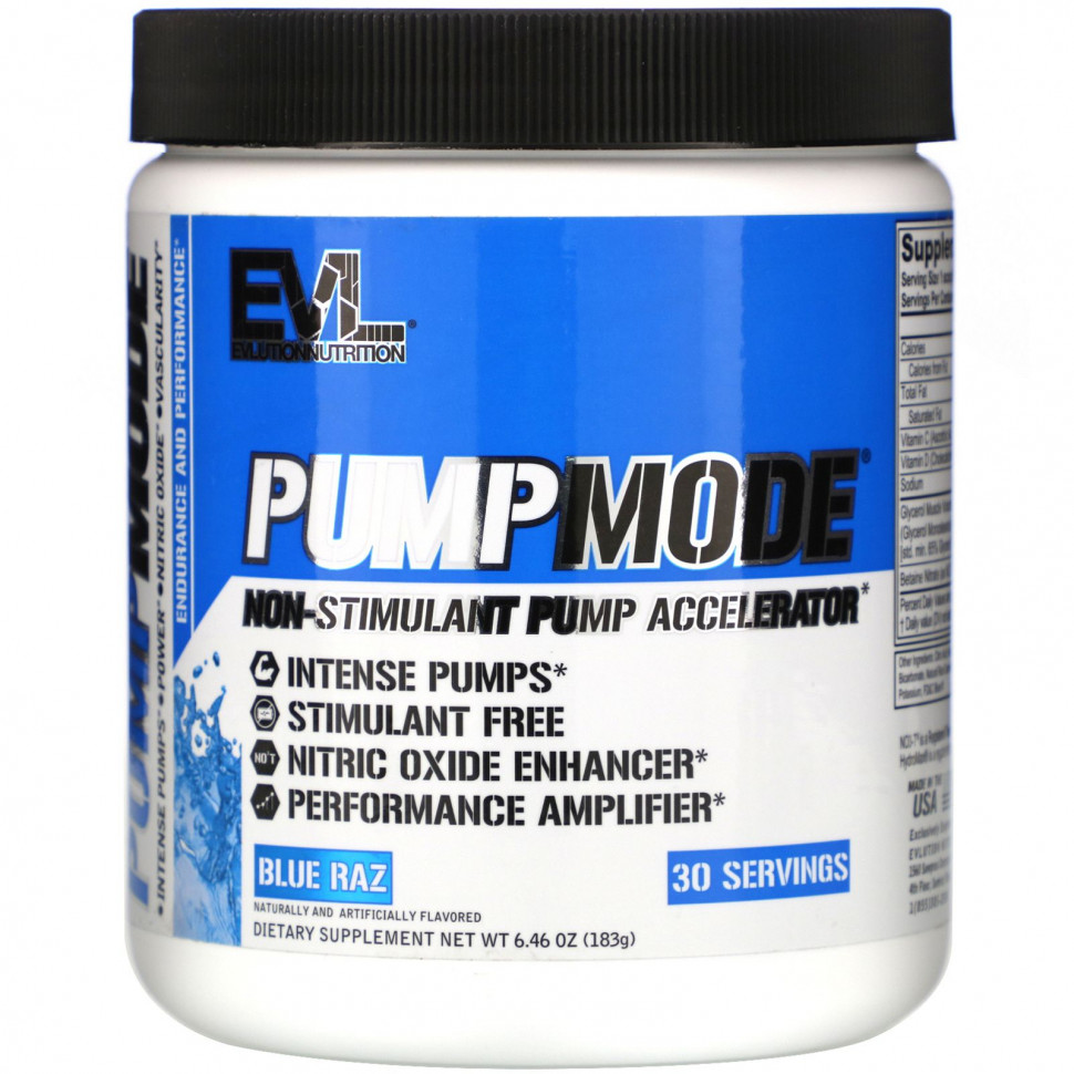 ������ ������ EVLution Nutrition, PumpMode, Pump Accelerator, ��� ������������, Blue Raz, 183 � (6,46 �����)  IHerb (������) ����