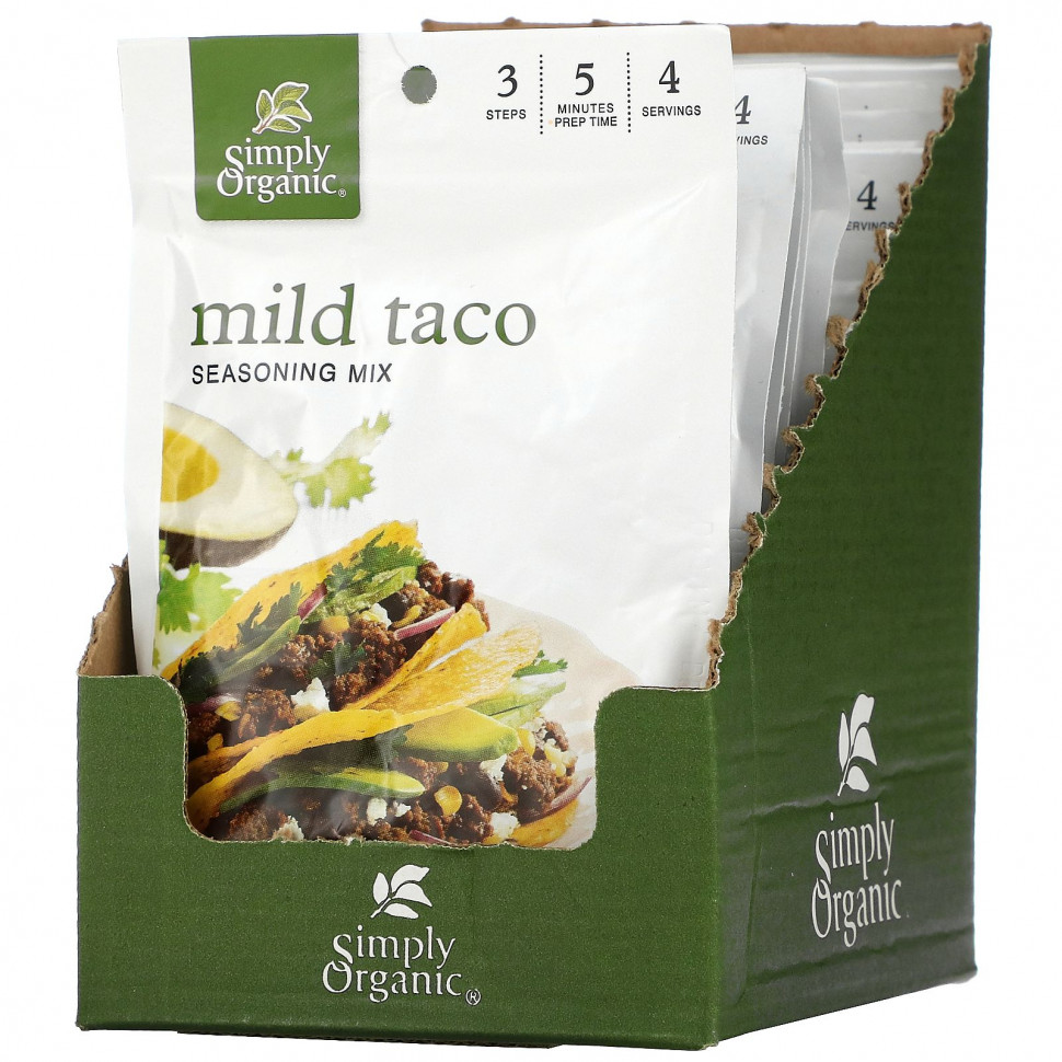  Simply Organic, Mild Taco Seasoning Mix, 12 Packets. 1 oz (28 g) Each    -     , -, 