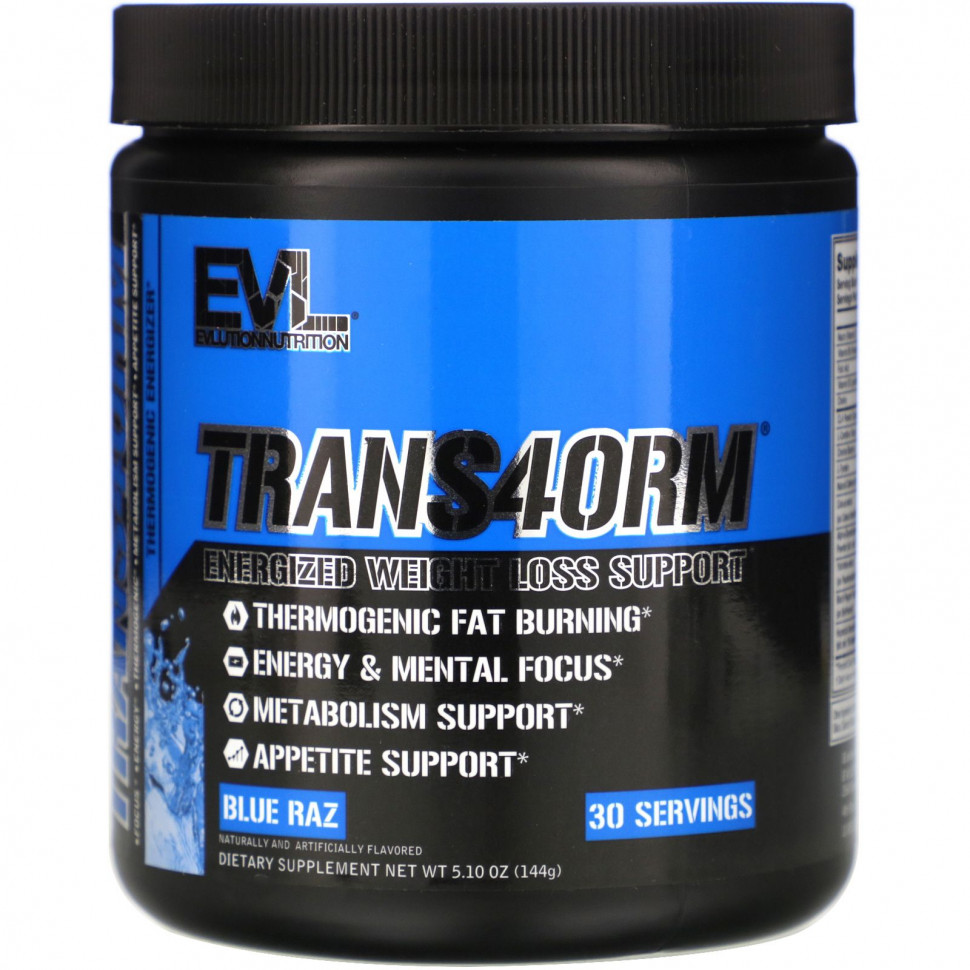  EVLution Nutrition, Trans4orm, Blue Raz, 5,10  (144 )    -     , -, 